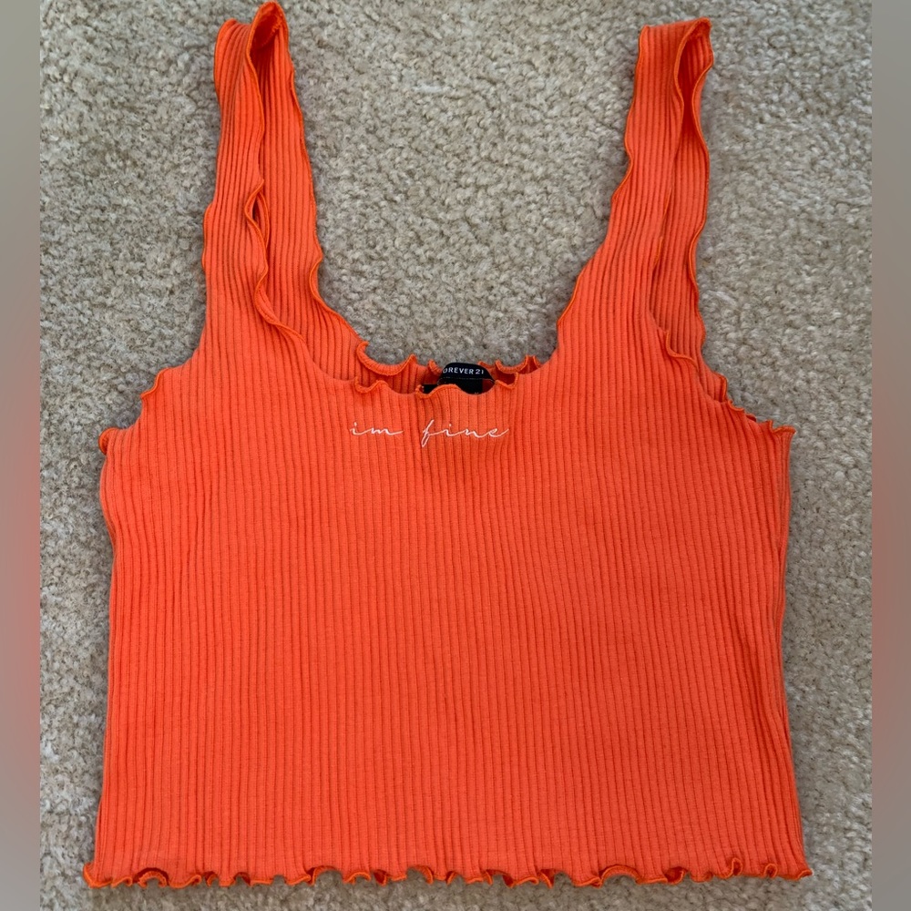 Forever 21 orange i’m fine crop top
